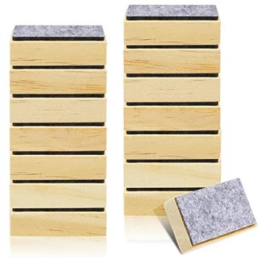 Imagem de 24 peças de borracha para quadro-negro de feltro de madeira pequena apagador de giz de madeira sem poeira para casa, escritório, escola, sala de aula, 4 x 2,8 cm