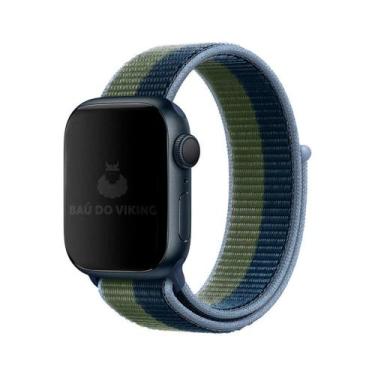 Imagem de Pulseira Nylon Loop Verde Azul Compatível com Apple Watch - Baú do Vik