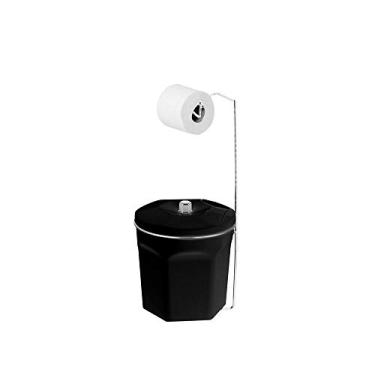 Imagem de Porta Papel Higiênico com Lixeira Preta 6L Suporte Cromado