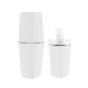 Imagem de Kit 2 Pçs Banheiro Lavabo Porta Sabonete Líquido Escova De Dentes (Branco)