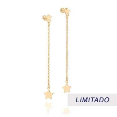 Imagem de Brincos banhado ouro 3x 24k 18k e 22k femininos grandes estrelas com c