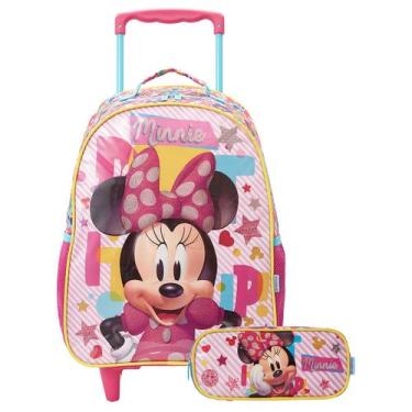 Imagem de Mochila Minnie Rodinhas Infantil Com Estojo Escolar Disney - Xeryus