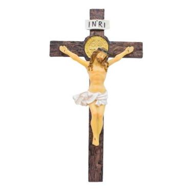 Imagem de Crucifixo De Parede Pendurar Jesus Cruz Crucificado - 26.5cm - Vivere