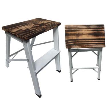 Imagem de Mini Escada Banco De Alumínio Portátil Dobrável 1 Degrau - HM GARCIA