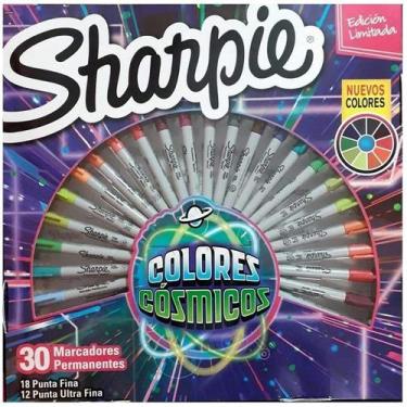 Imagem de Caneta Marcador Permanente com 30 Sharpie Ponta Fina e ULTRA Fina Cosm