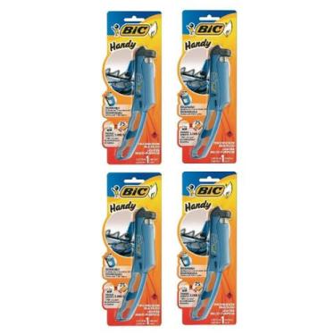 Imagem de Kit com 4 Acendedor Isqueiro Fogão Forno Fogareiro Bic Handy Multiuso 
