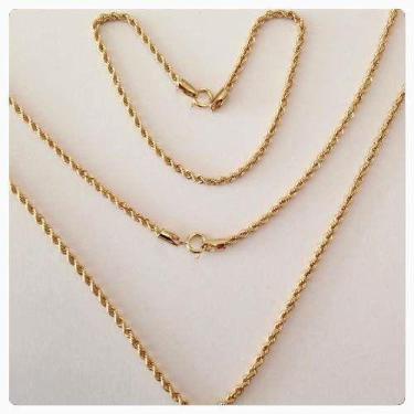 Imagem de Conjunto Corrente Colar Cordão Baiano+ Pulseira Ouro 18k 750 - RD Maga