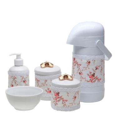 Imagem de Potes, Garrafa, Molhadeira e Porta Álcool Gel Capa Lacinho - Potinho d