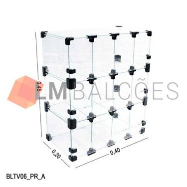 Imagem de Baleiro Expositor Preto de Vidro 0,40 x 0,45 x 0,20m - LM Balcoes