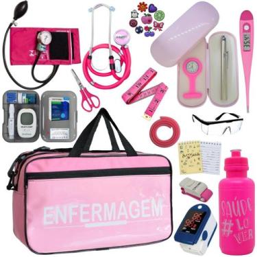 Imagem de Kit Bolsa Cores Aparelho Pressao Esfigmomanometro Medidor de Glicose C