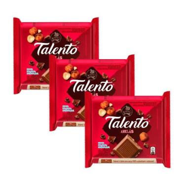 Imagem de Kit 3 Chocolate Garoto Talento ao Leite com Avelãs 85g