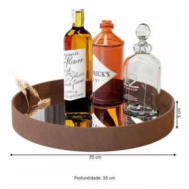 Imagem de Bandeja Decorativa JB Andiroba Luxo com espelho no fundo  - Castanho/M