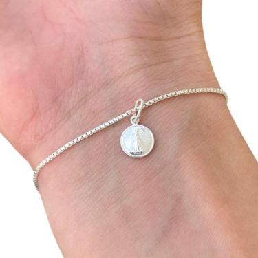 Imagem de Pulseira Veneziana Medalha Nossa Senhora Aparecida Prata 925 - Hakuna 