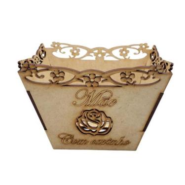 Imagem de Vaso cachepô para flores em MDF Cru 3mm 18 x 17 x 10,5 - Garcia 3D
