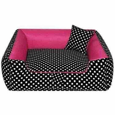 Imagem de Caminha Pet Cachorro gato 60x60 M poá preto com rosa - Luma Pet