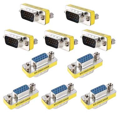 Imagem de Conjunto Runshuangyu de 10 adaptadores de acoplador de conversor de gênero para monitor macho para fêmea VGA VGA DB15 de 15 pinos para monitores, HDTVs, projetores, VGA Splitters, KVM