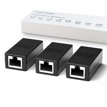 Imagem de Dingsun Pacote com 3 acopladores de cabo de rede, adaptador extensor de cabo Ethernet RJ45 para Cat7, Cat6, Cat5e, suporte 100BASE-TX (pacote com 3)