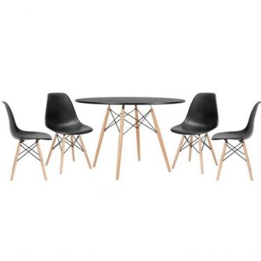 Imagem de Kit Mesa Jantar Eiffel 100cm Preta + 4 Cadeiras Charles Eames - Preta