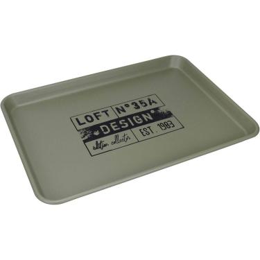 Imagem de BANDEJA DECORATIVA PARA SERVIR HOME&CO METAL 3x51x36cm CINZA