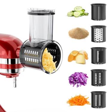Imagem de XINCAN Acessório Triturador de Fatiador para Misturador de Suporte Kitchenaid com 5 Lâminas, Acessório Ralador de Queijo, Fatiador de Preparação Fresca, Acessórios Maiores para Fabricante de Salada de