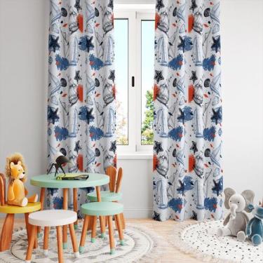 Imagem de Cortina Tecido Oxford Quarto Infantil Navio CI07 - 280x220cm - Core De