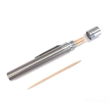 Imagem de Suporte de palito de dente de aço inoxidável portátil – capa de palito de dente móvel – fácil de carregar no seu bolso, bolsa e muito mais