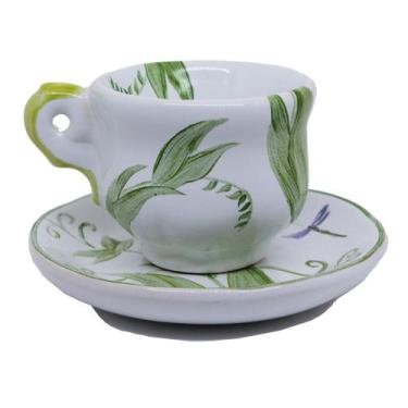 Imagem de Xícara Café c/Pires Cerâmica Borboleta c/Libélula 100ml - Unid. - Luiz