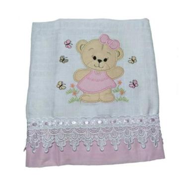 Imagem de fralda de ombro quadriculada forrada rosa - brilho baby