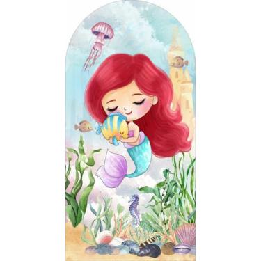 Imagem de Painel Romano Tecido Veste Fácil Princesas Pequena Sereia Ariel Aquare
