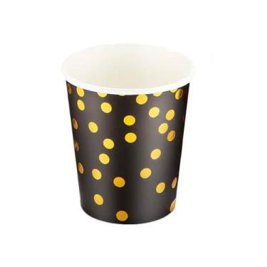 Imagem de Kit 10 Copos 270ml Descartáveis de Luxo em Papel Para Festa - Preto e 