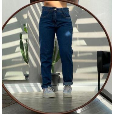 Imagem de Calça Feminina Mom Escura Lisa Jeans Cintura Alta Go Girl, 44