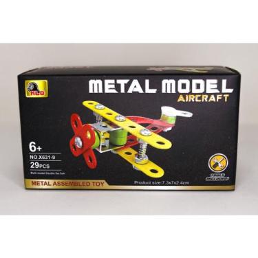 Imagem de Bloco De Montar Brinquedo Avião De Metal Réplica Decoração Enfeite - S