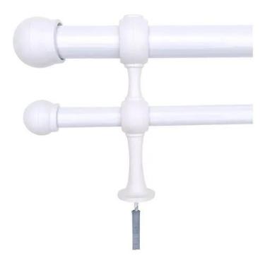 Imagem de Kit De Varão para Cortina 2m Duplo De 28mm E 19mm Branco - Nathalia En