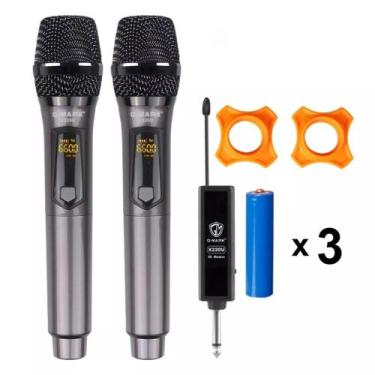 Imagem de Kit Com 2 Microfones Profissional + Bateria Recarregável - Kapbom