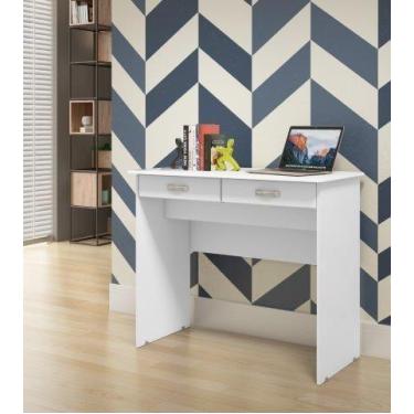 Imagem de Escrivaninha Mesa Aparador De 02 Gavetas Cor Branca - EJ Móveis, Branc