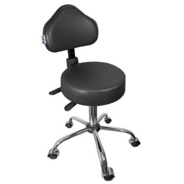 Imagem de Cadeira Mocho Preto Ergonômico Base Cromada - ULTRA Móveis