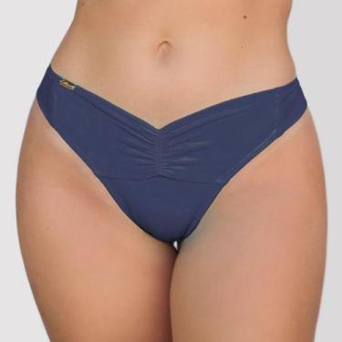 Imagem de Calcinha de Biquíni Levanta Bumbum Fio Duplo - Estigma, M, Azul marinh