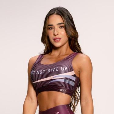 Imagem de Top Fitness Suplex Estampado Básico Roxo Do Not Give Up - LOT FITNESS 