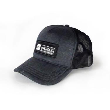 Imagem de Boné trucker de telinha grafite (mescla) com preto - Waveholic