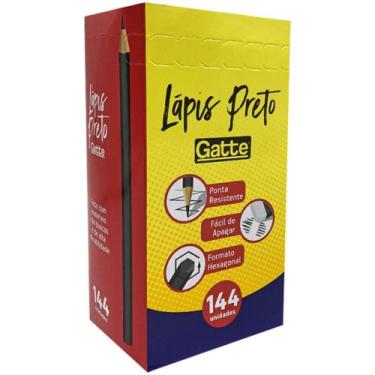 Imagem de Lápis Preto Sextavado Grafite HB - Caixa com 144 Unidades - Make