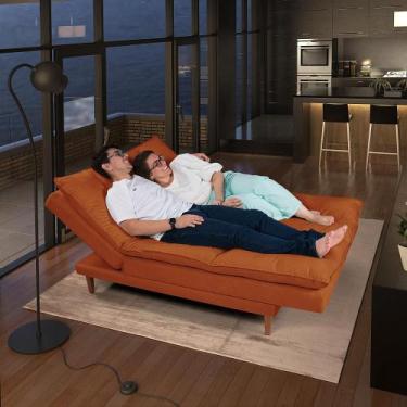 Imagem de Sofá Cama Vancouver com Banqueta Suede - Casa Imperial, TerraCota 174