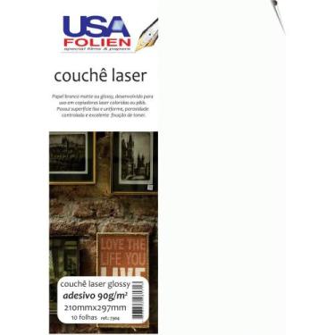 Imagem de Papel Fotográfico Laser A4 GLOSSY Couchê Adesivo 90G Pacote com 10 Fol