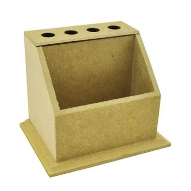 Imagem de Kit 5 Porta Lápis e Acessório 10x8x10 Mdf 6mm Madeira - ATACADÃO DO AR