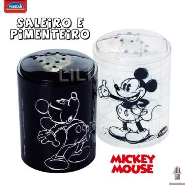 Imagem de Kit 2 peças Saleiro e Pimenteiro Empilhável do Mickey - Plasutil