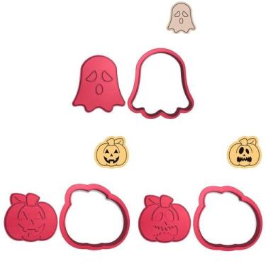 Imagem de Kit 3 Cortadores Halloween Fantasminha Abóboras - DOCE IMPRESSO, 7,0cm
