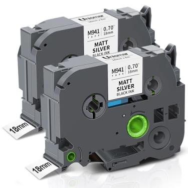 Imagem de Unismar Compatível com Brother TZe-M941 Preto em Prata Fosca 18 mm 0,7 Fita de Etiqueta Laminada PTD400AD PTD400VP PT-D600 PTD600VP PT-P700 PT-P900W PT-2730 Etiquetadora, 3/10.2 cm x 8 m, pacote com 2