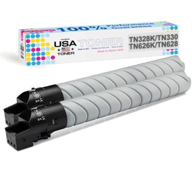 Imagem de MADE IN USA TONER Substituição compatível para uso em Konica Minolta TN328K, TN330, TN626K, TN628, bizhub C250i, C300i, C360i, 300i, 360i (preto, pacote com 2)