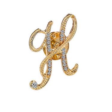 Imagem de Broche de letra inicial Ethoon pequeno lapela gravata de alfinete nome personalizado presentes para meninas mulheres homens menino ouro