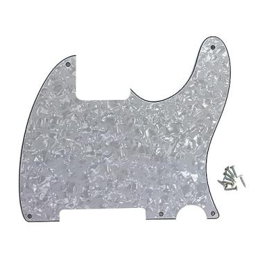 Imagem de ROZILO White Pearl 5 Hole Tele Blank Guitar Pickguard Tele Pick Guard Placa contra arranhões para guitarra Fender Tele Esquire