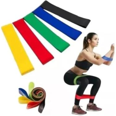 Imagem de Kit 5 Faixas Elasticas Mini Band Para Exercício Funcional Corpo Todo Alongamento Musculação Faixa De Borracha Academia Faixa Elastica Para Treino Em Casa Ginastica Pilates Fisioterapia e Yoga Premium